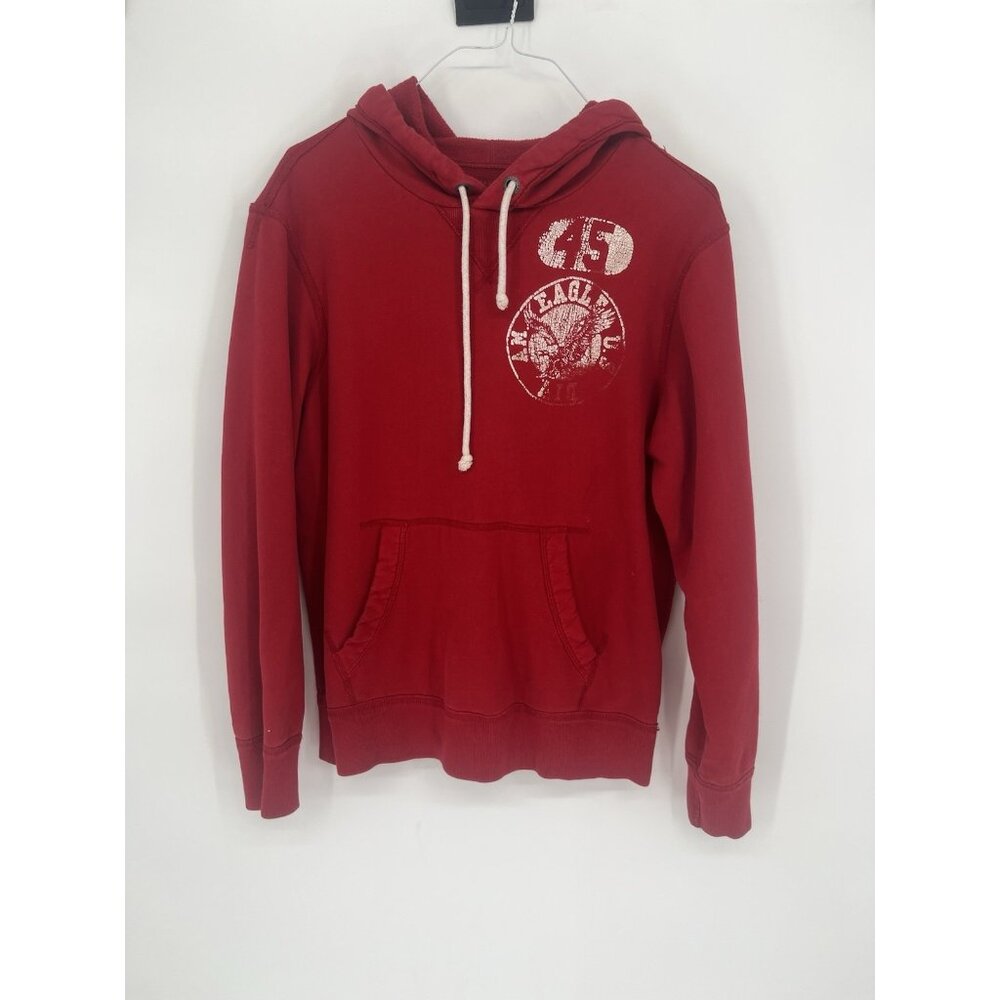 Red American Eagle 45 Pullover Hoodie Mens Medium Vintage Fit
